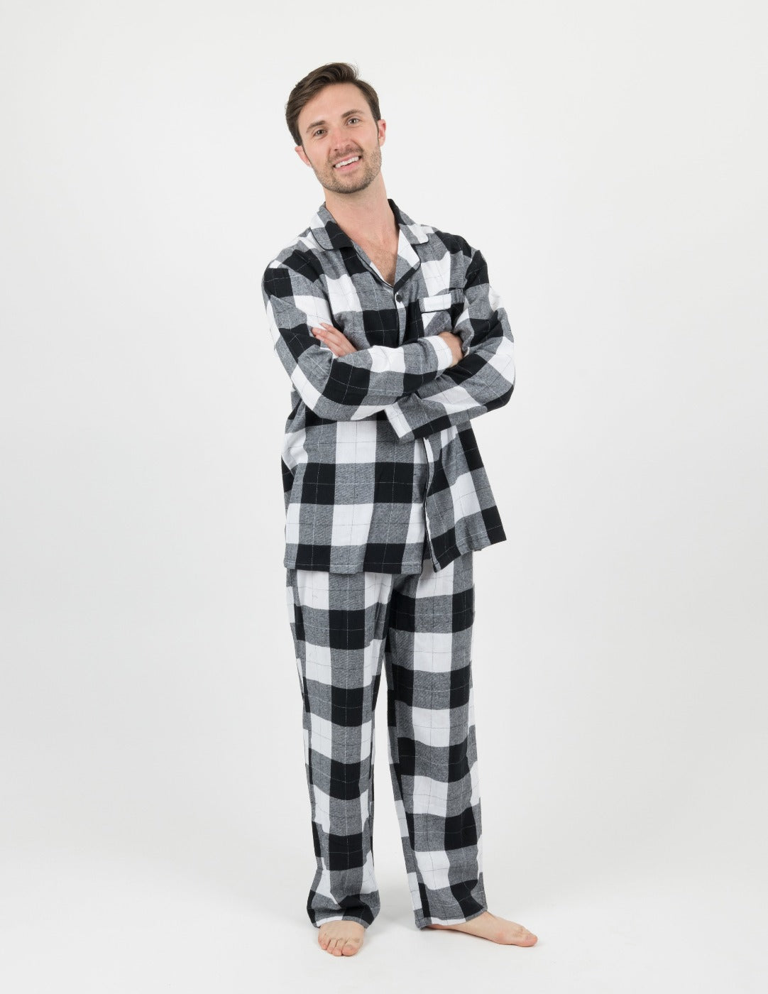 Leveret Mens Black & White Plaid Flannel Pajamas – Leveret Clothing