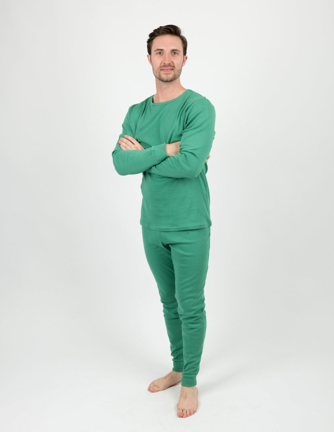Mens Green Top & Stripes Pajamas – Leveret Clothing