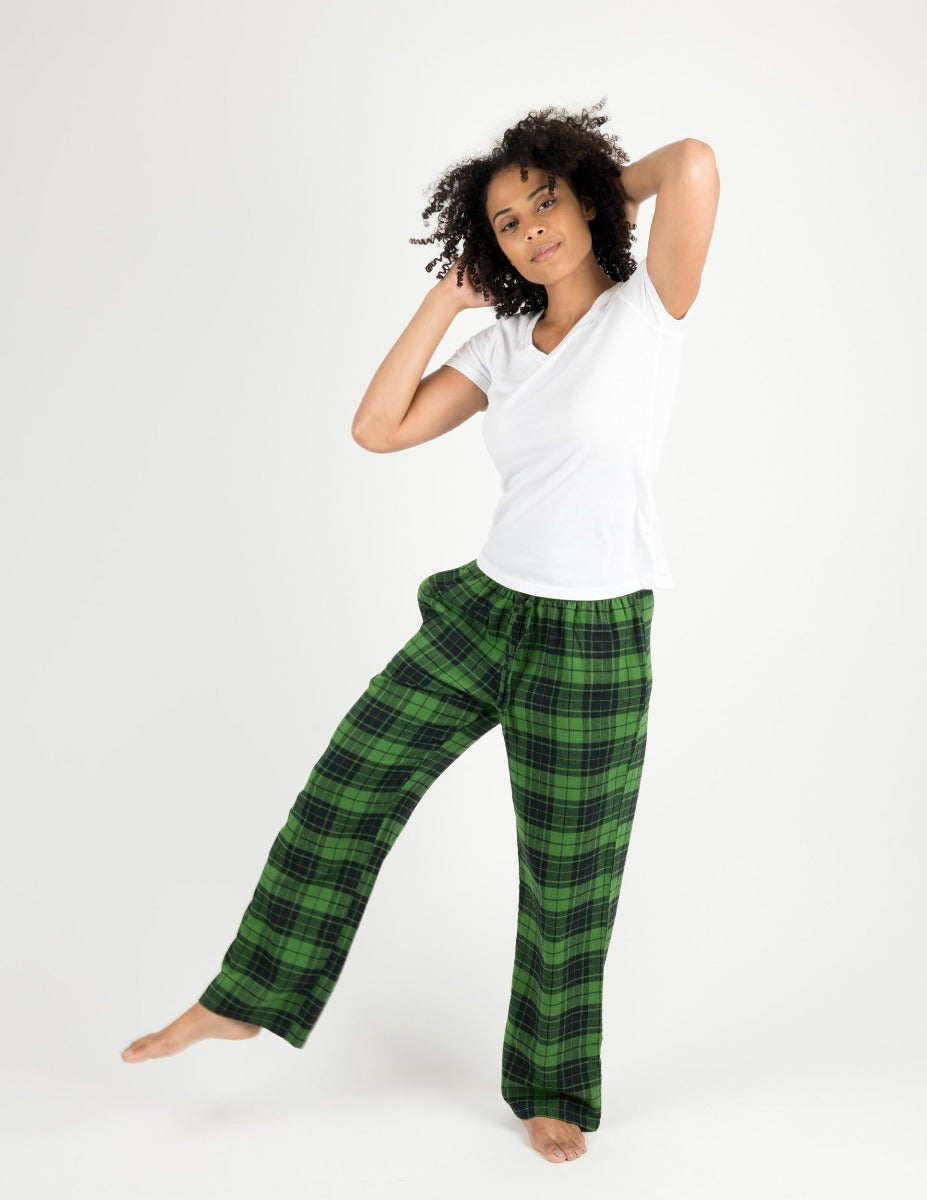 Women's Flannel Pyjamas - Green Tartan Blackwatch (LV6)