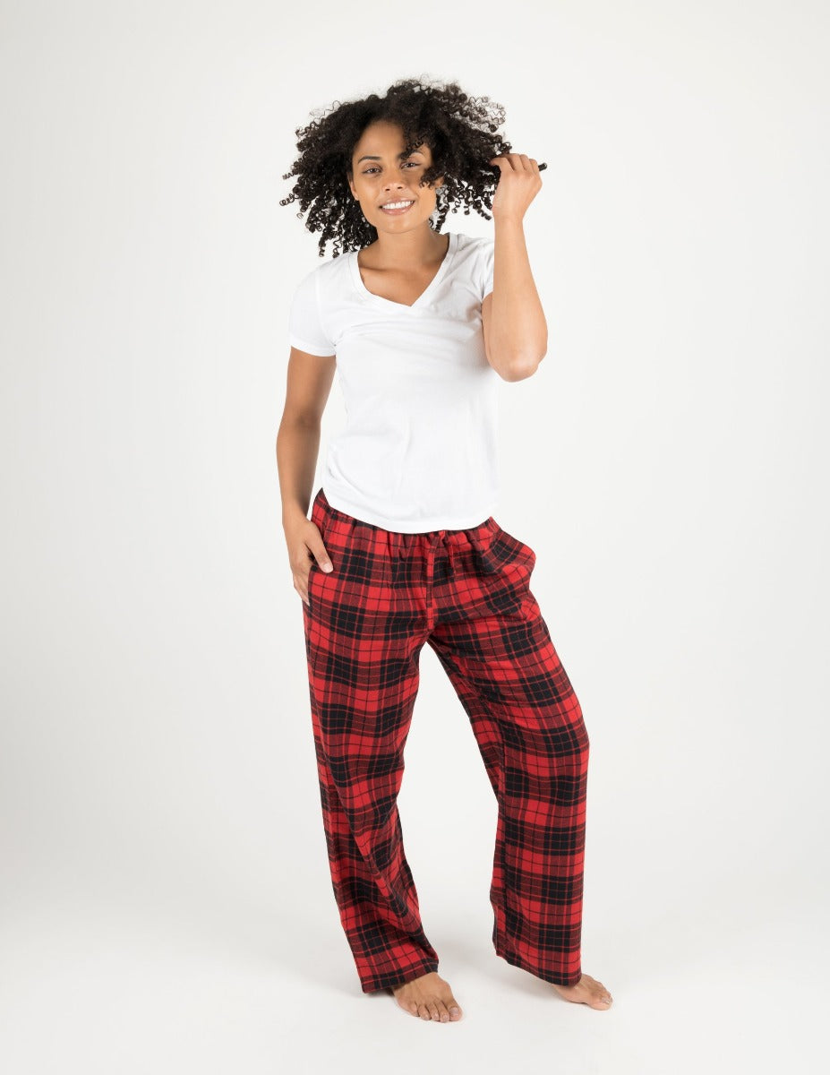 Women's Black & Navy Plaid Flannel Pants