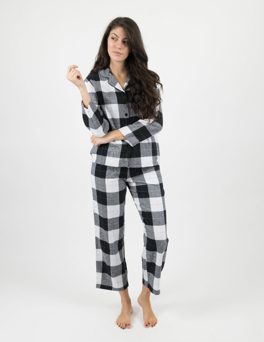 Women's Buffalo Check Flannel Matching Family Pajama Set