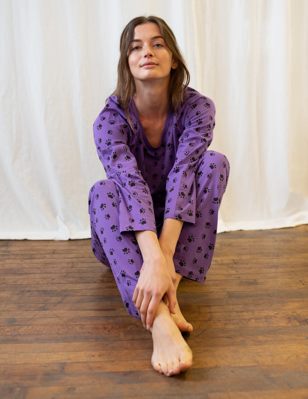 Just Love 100% Cotton Jersey Women Plaid Pajama Pants Sleepwear (Solid  Purple, Small)
