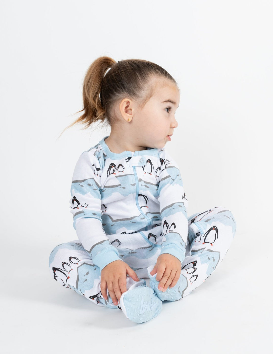 blue penguin baby footed pajama