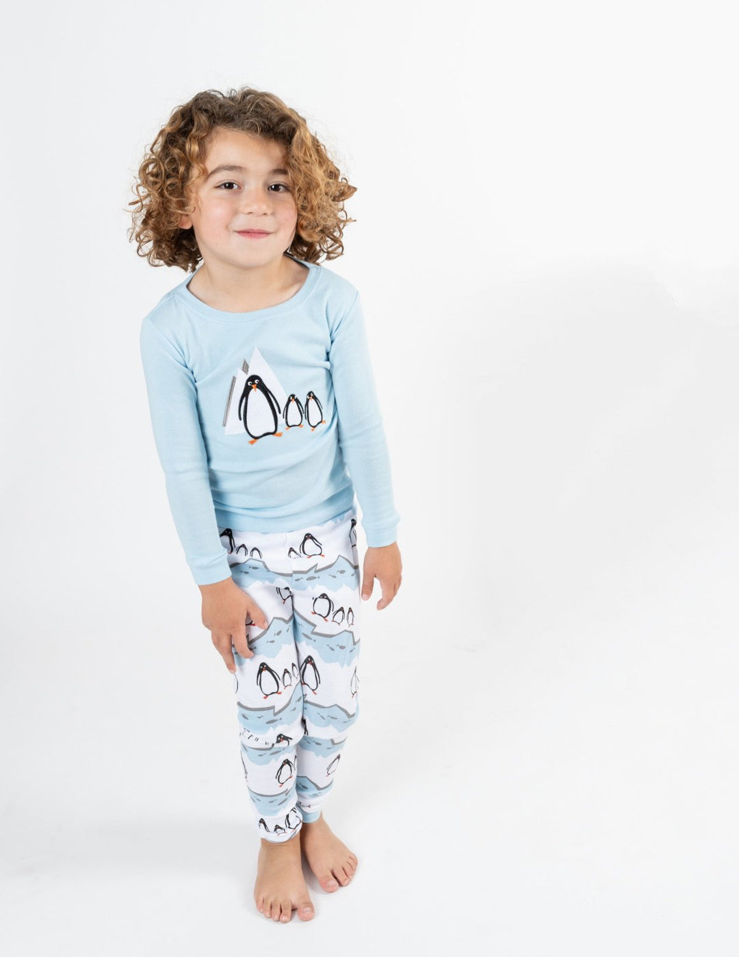 blue penguin print kids cotton pajama