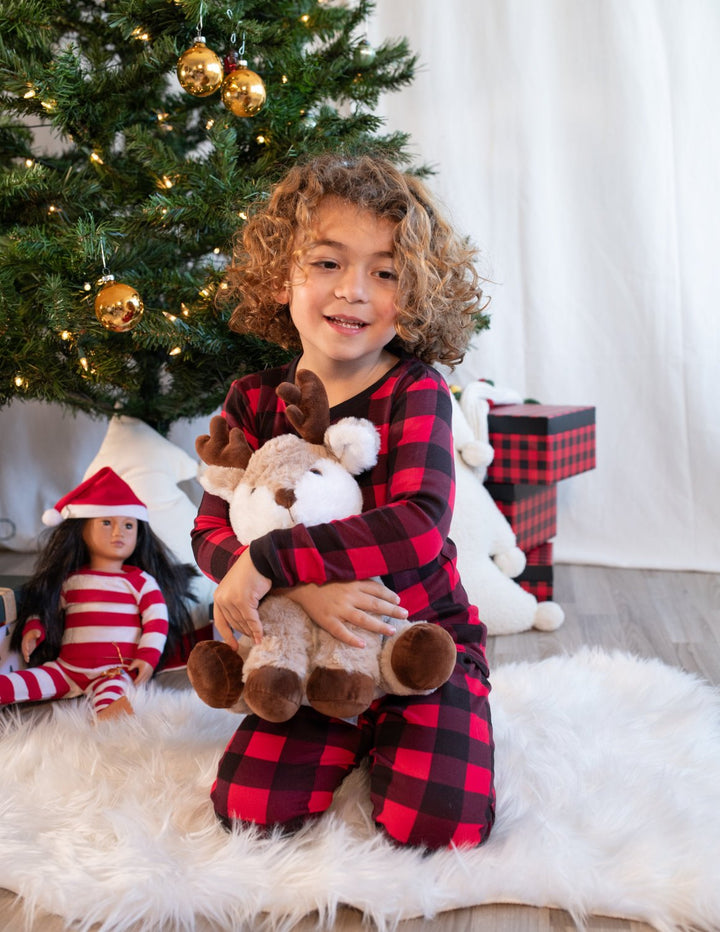 red and black plaid kids cotton pajama