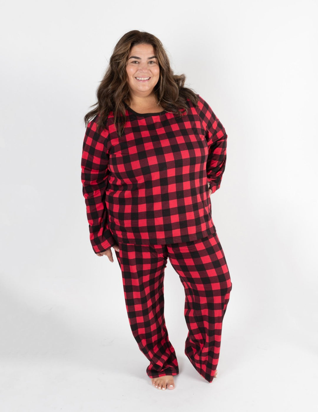 red and black plaid women's cotton pajama