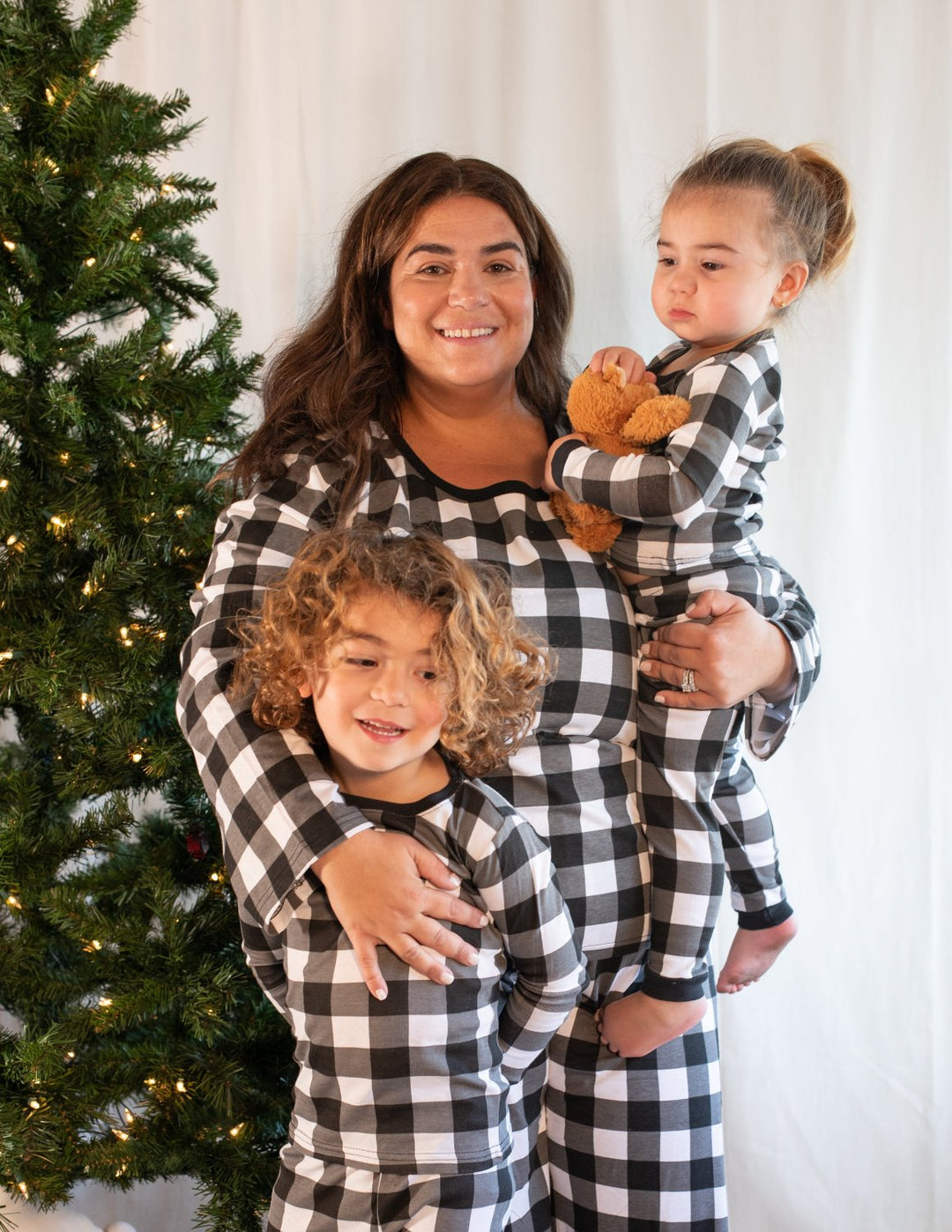 black and white plaid women's cotton pajama