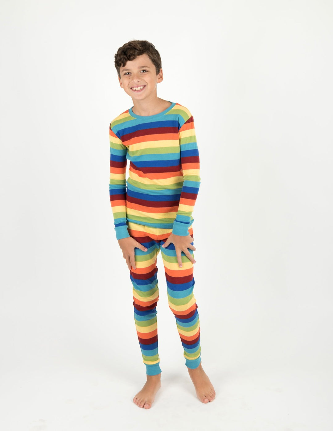 Kids Cotton Rainbow Boy Stripes Pajamas