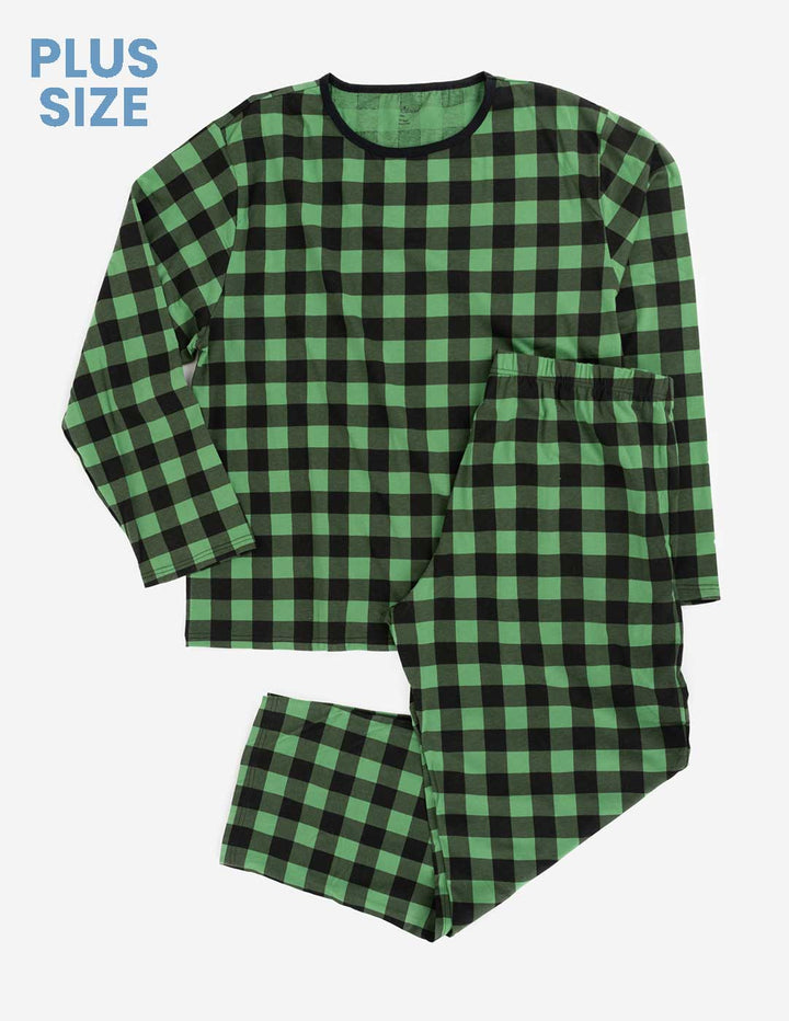 mens green black plaid pajamas
