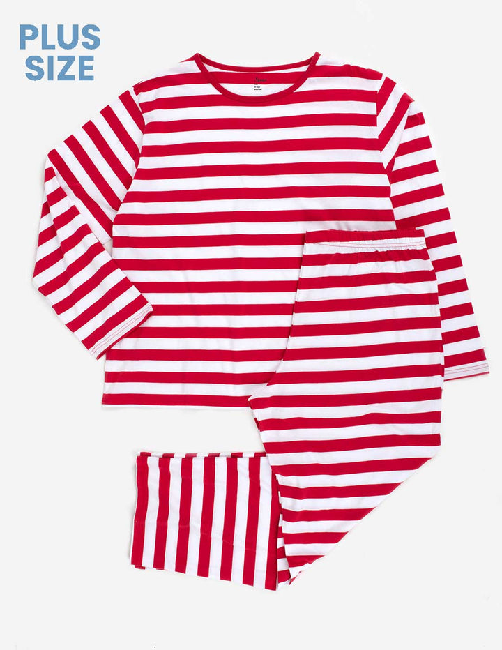 red and white striped men's cotton pajamas