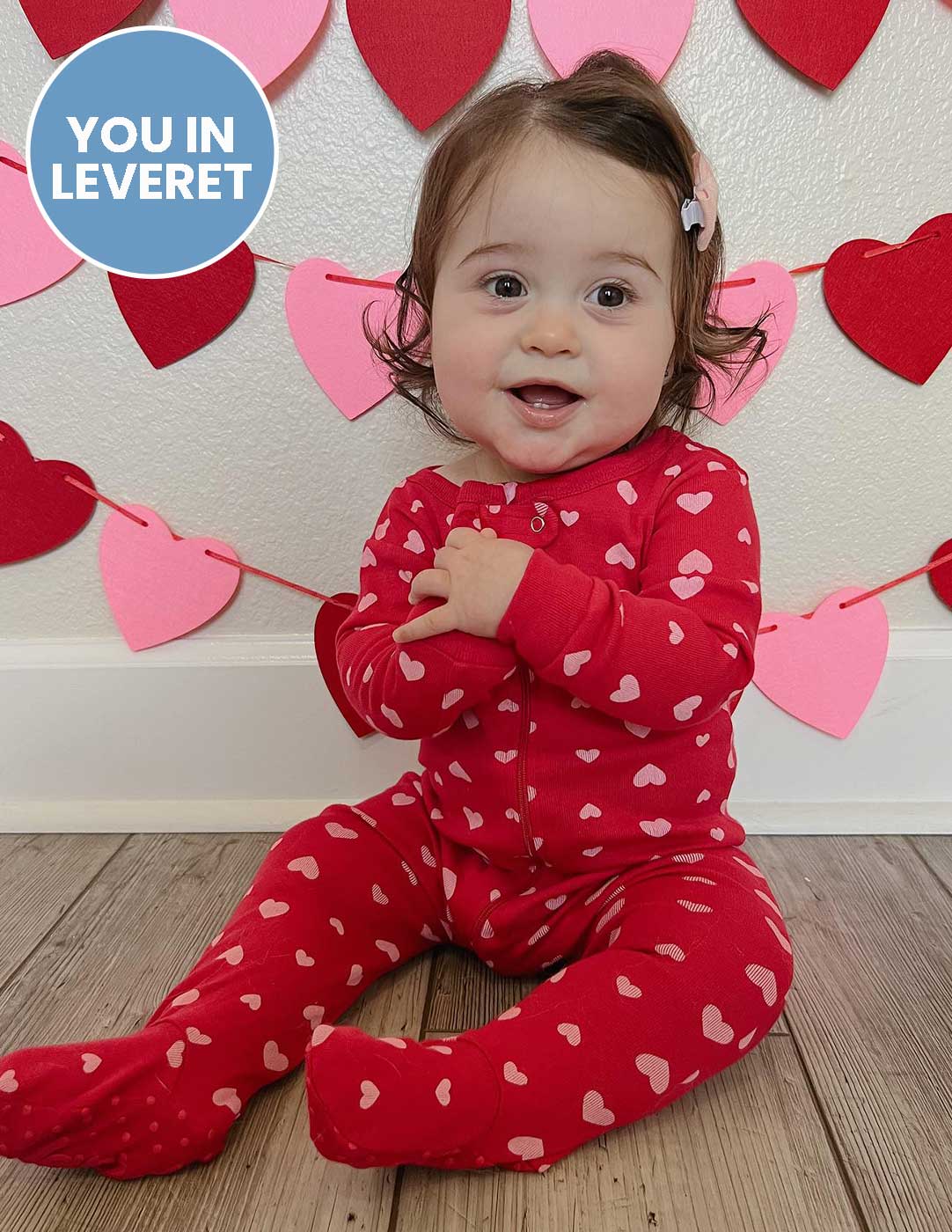 Leveret Baby Footed Hearts Pajamas Leveret Clothing