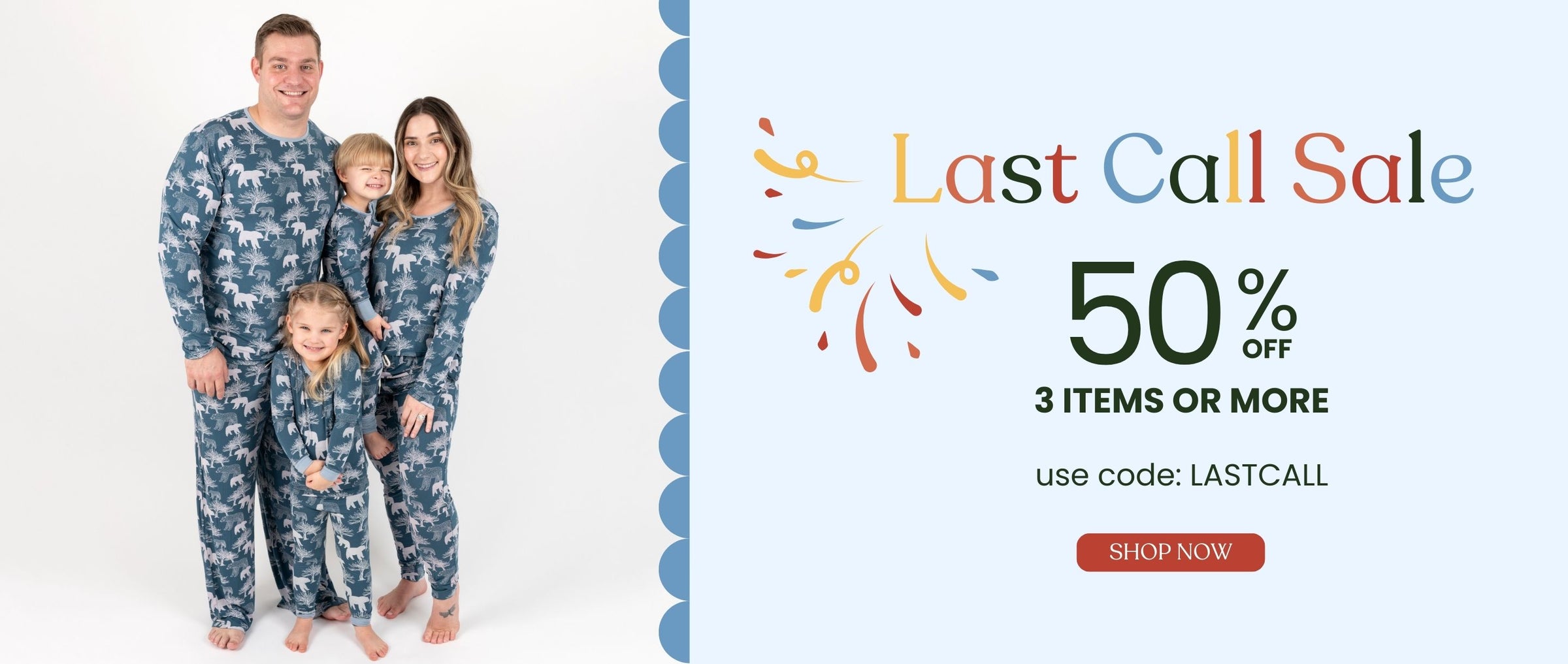 Last Call Sale 50%off 3 items or more, use code: LASTCALL