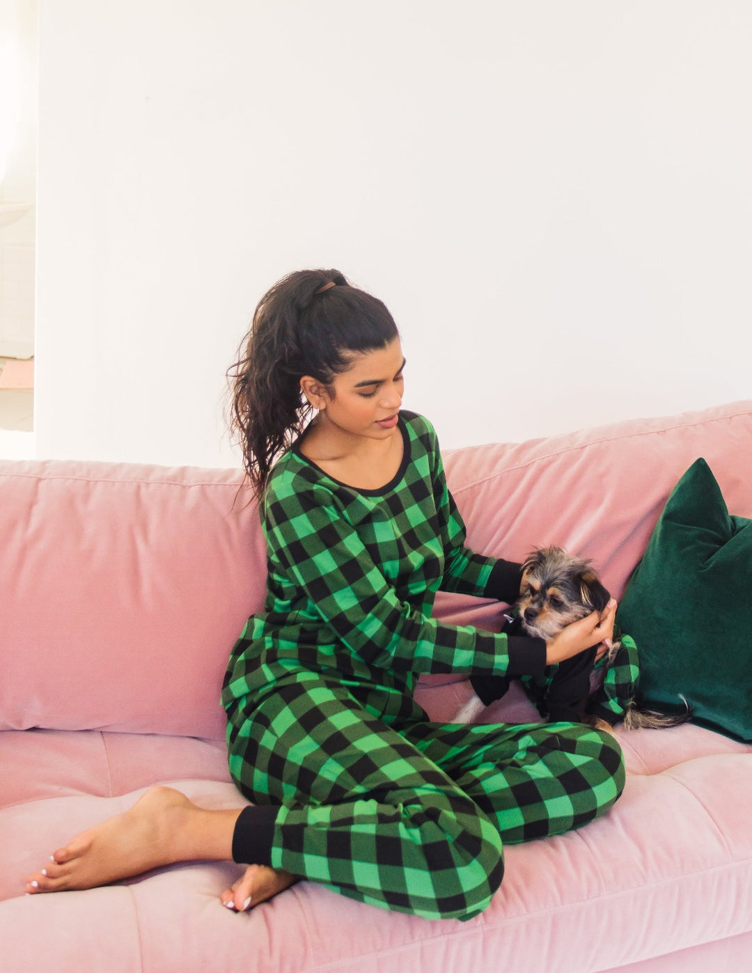 Leveret Dog Black & Green Plaid Cotton Pajamas – Leveret Clothing