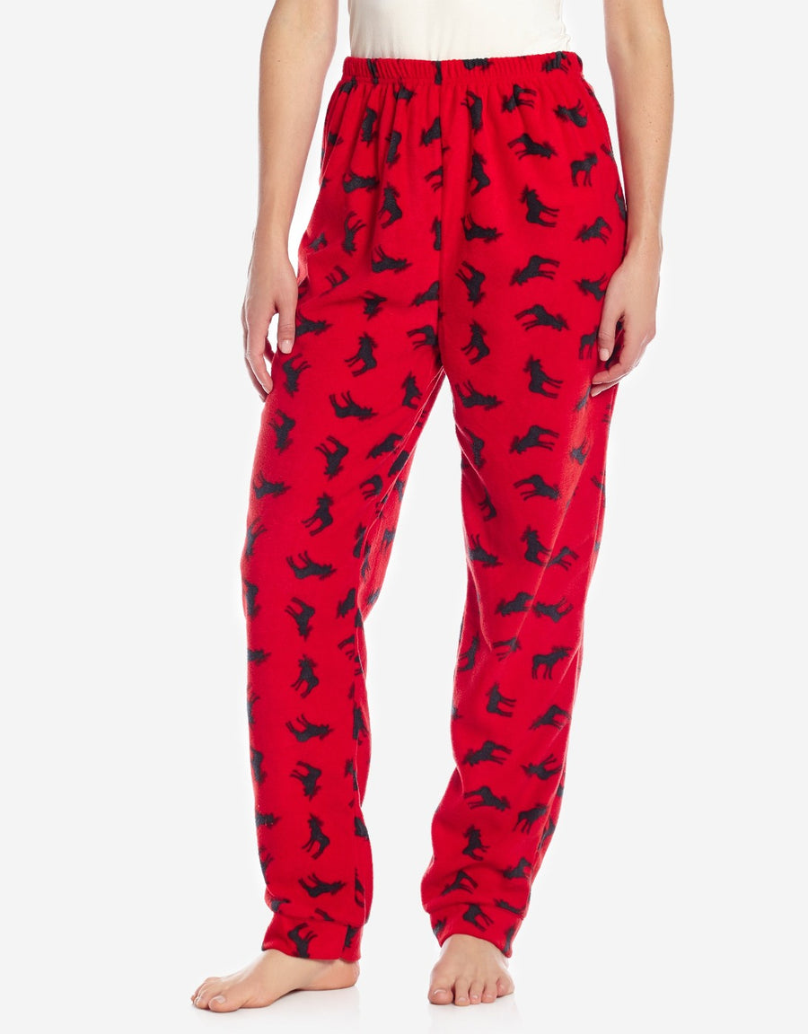 Moose On Red Women's Sleep Pants