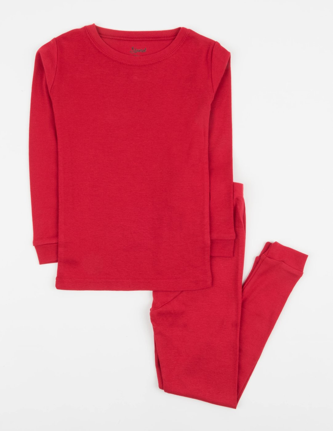 Kids Two Piece Solid Red Pajamas Leveret Clothing