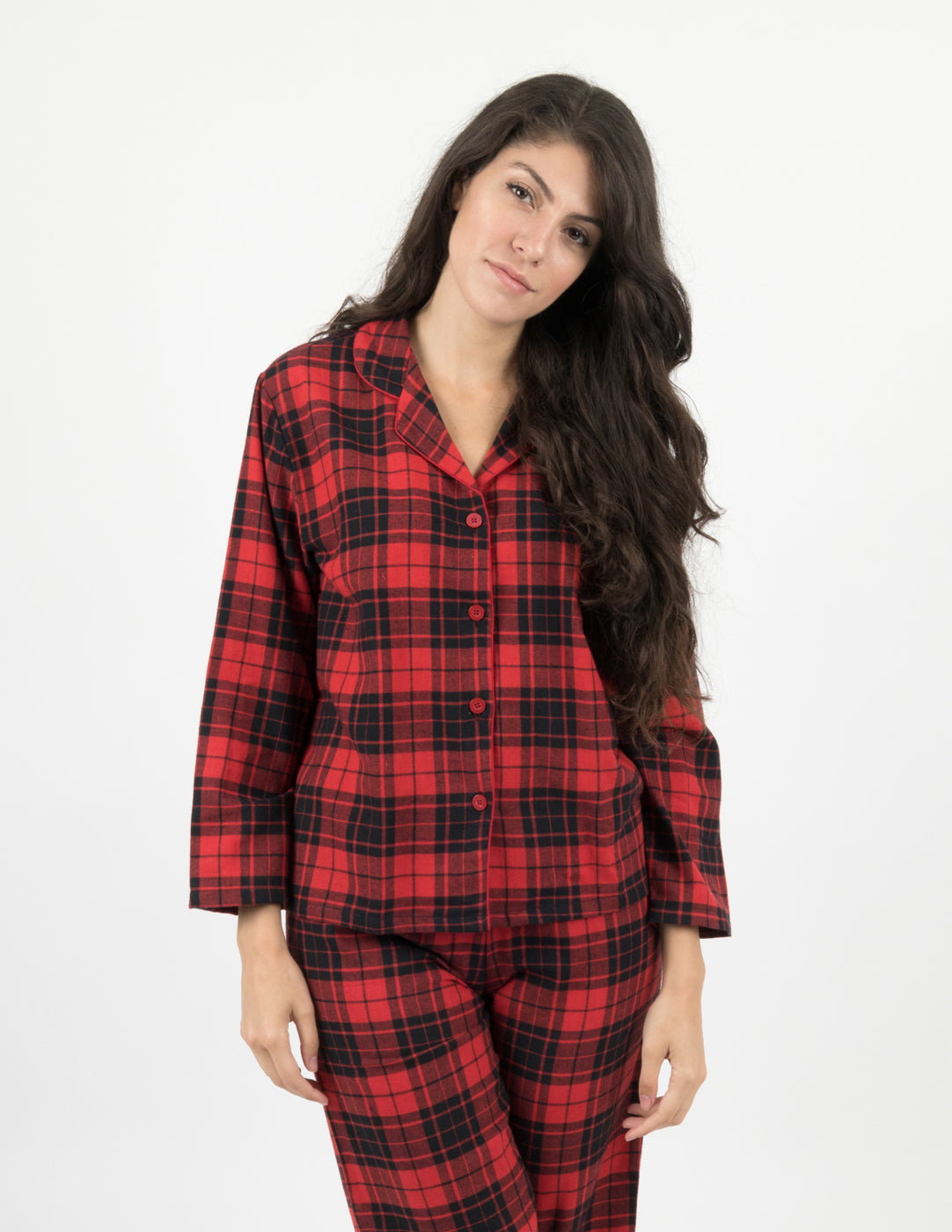 Women's Flannelette Check Pyjama Set, Ladies Soft Brushed Cotton PJs –  OLIVIA ROCCO
