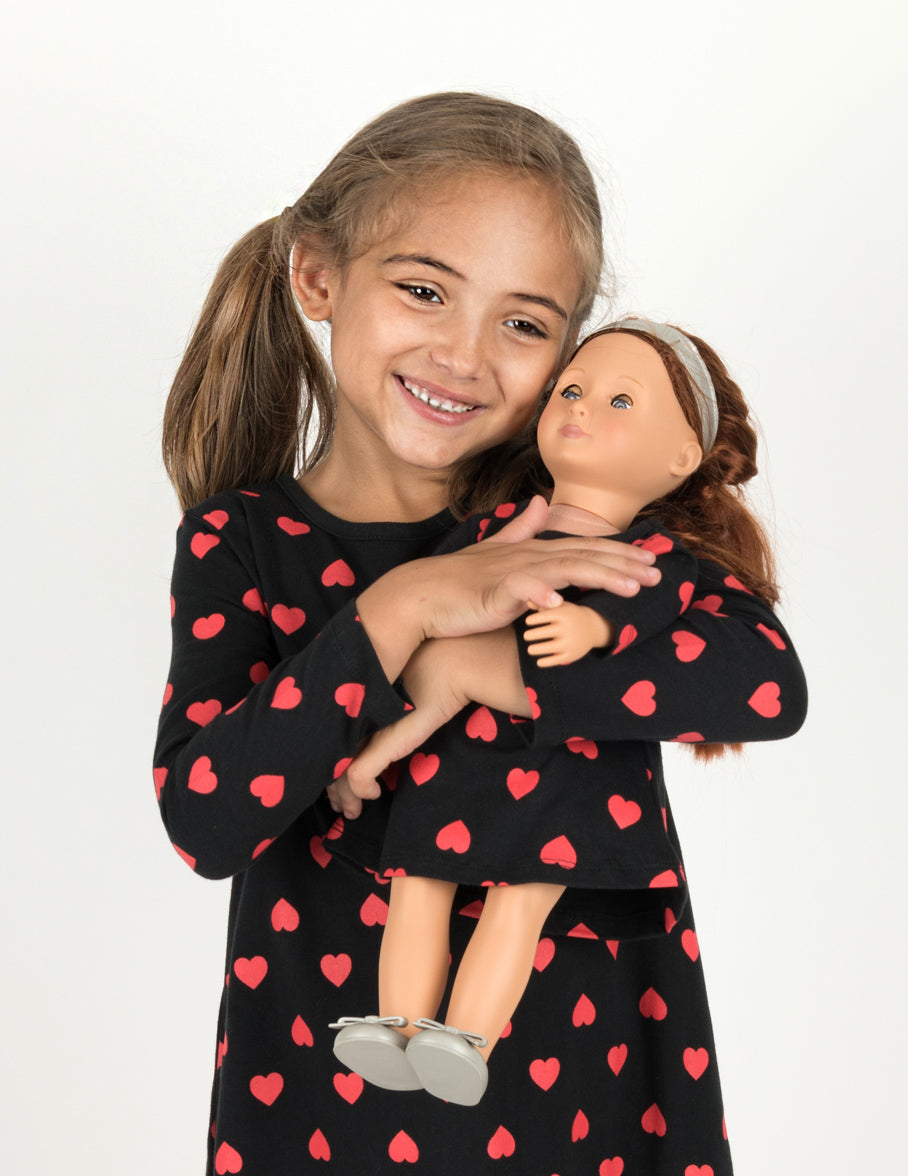 Matching Girl and Doll Cotton Dress Black & Red Plaid – Leveret