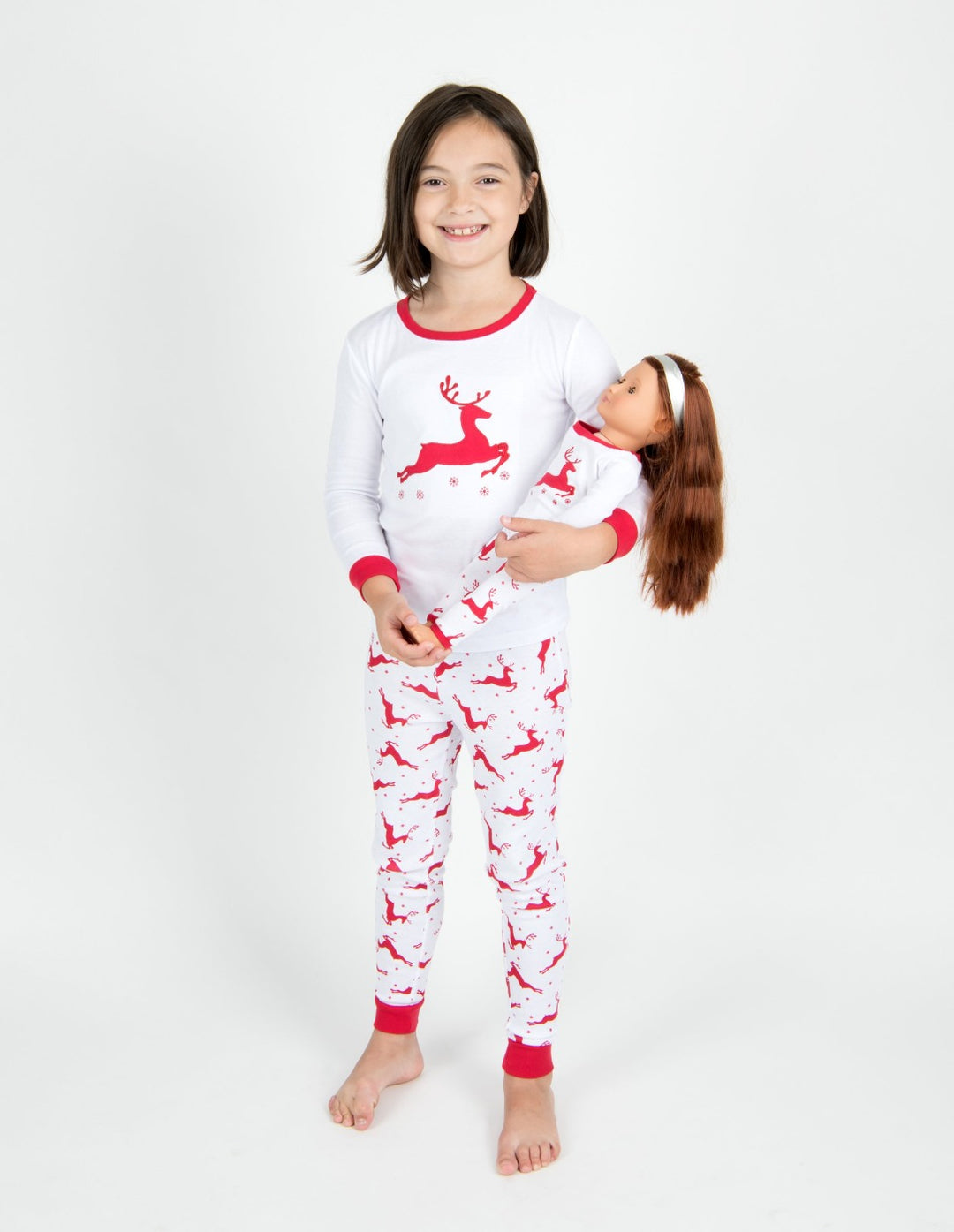 Girl's Toddler Santa and Reindeer Pink Fleece Holiday Nightgown with Doll  Gown - Little Dreamers Pajamas