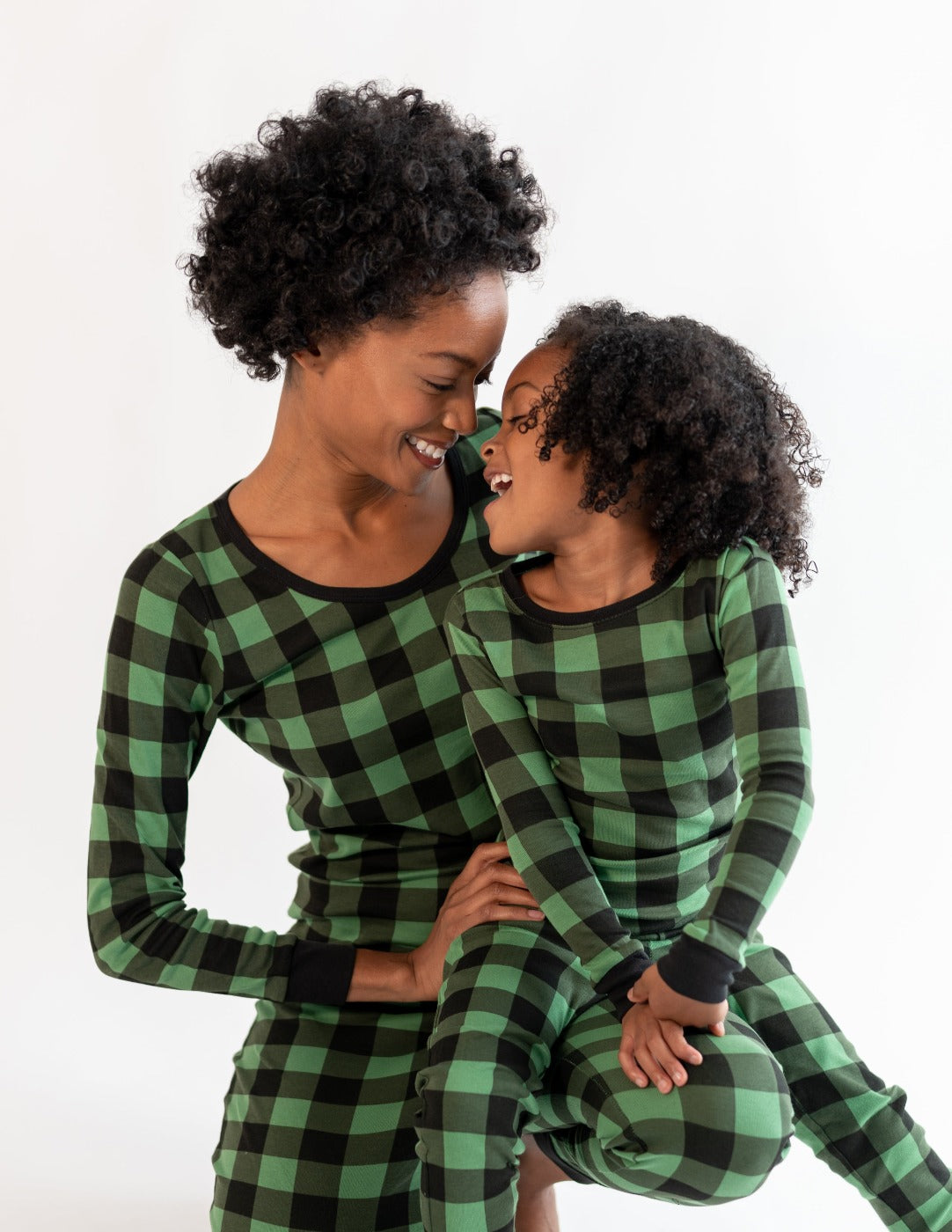 Women s Black Green Plaid Cotton Pajamas