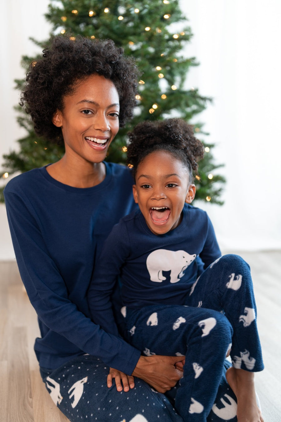 Girls Matching Family Long Sleeve Bear Print Snug Fit Cotton Pajamas