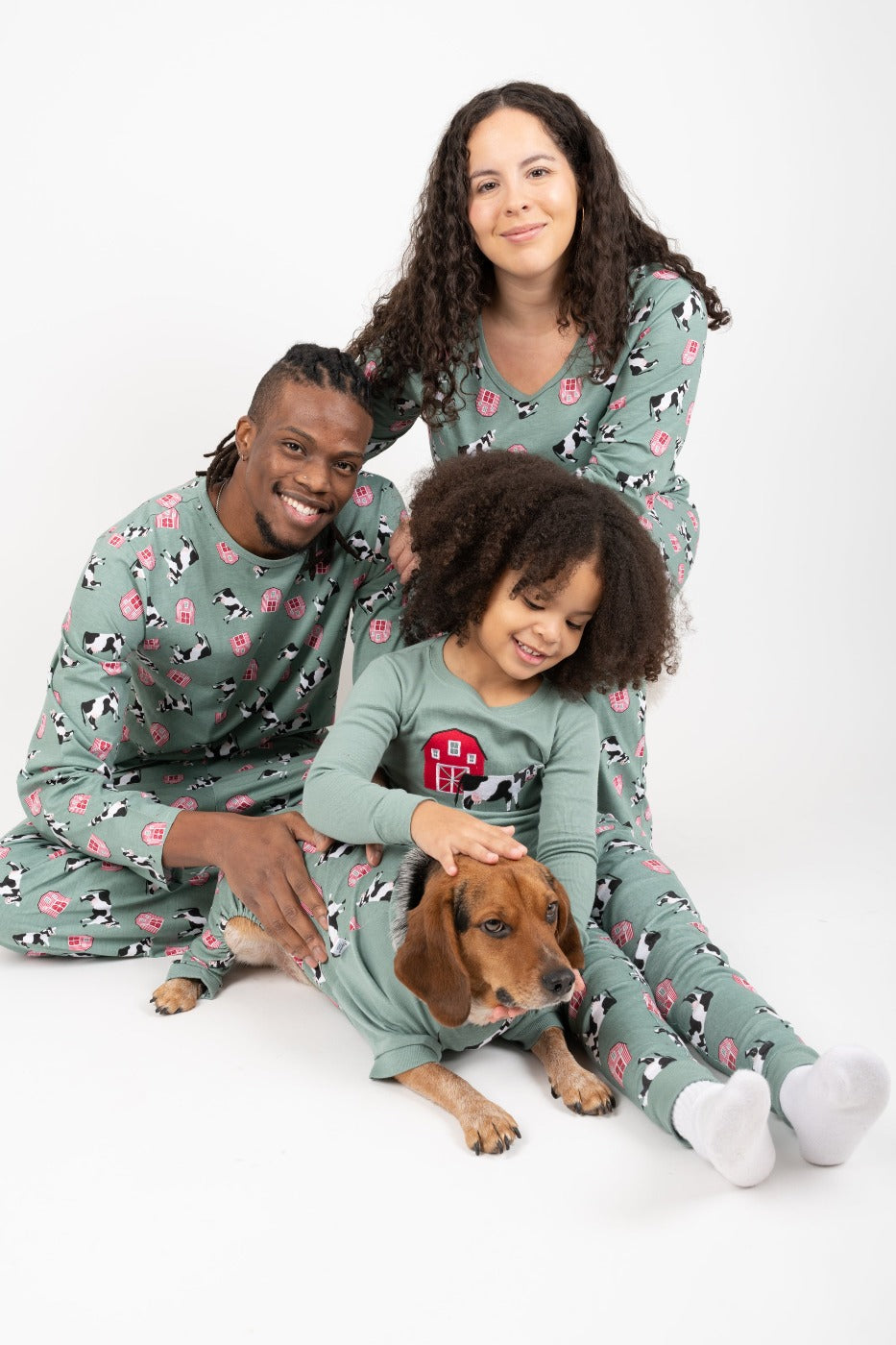 Matching family, ultra soft long sleeve PJ set - Christmas pug. Colour:  light grey. Size: s