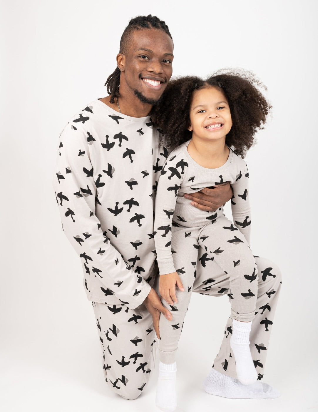 Mens Loose Fit Grey Bird Pajamas Leveret Clothing