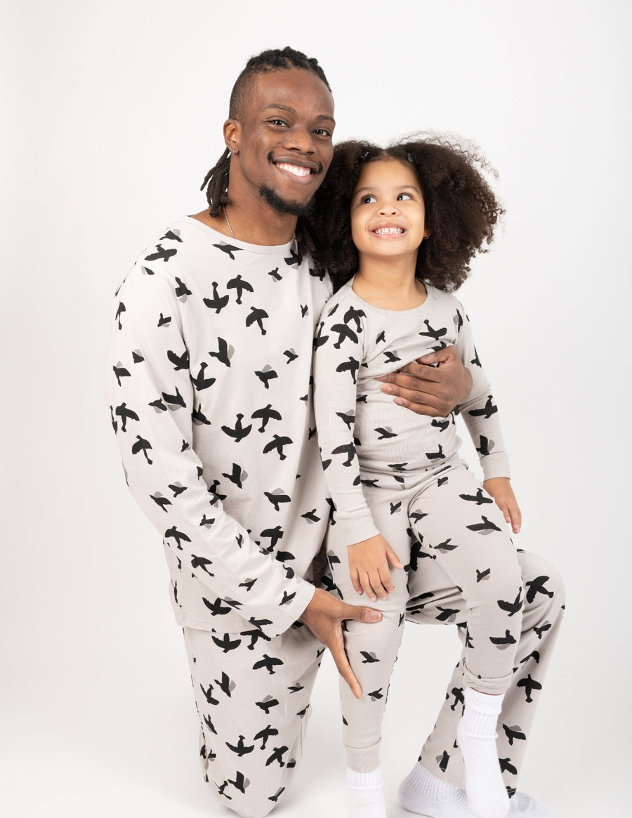 Grey Birds Matching Family Pajama Set – Leveret Clothing