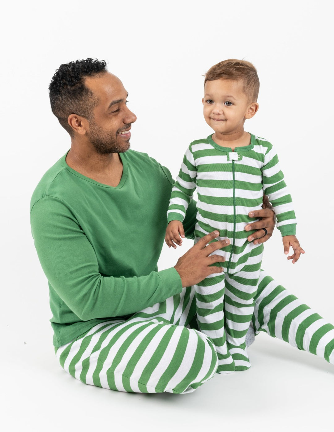 Green & White Striped 2-piece Pajama