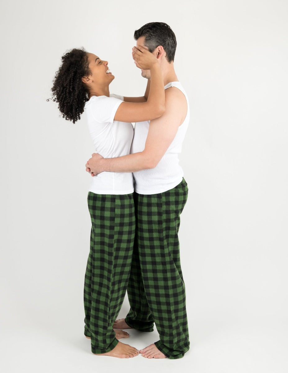 Mens fleece buffalo plaid pajama online pants