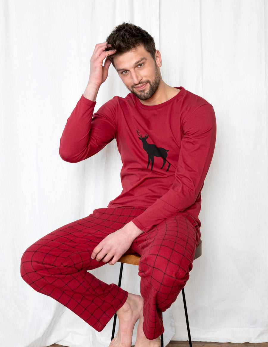 Christmas Pajamas for Family, Matching Family Christmas Pjs Sets Red and  Black Plaid Printed Top Sleepwear 