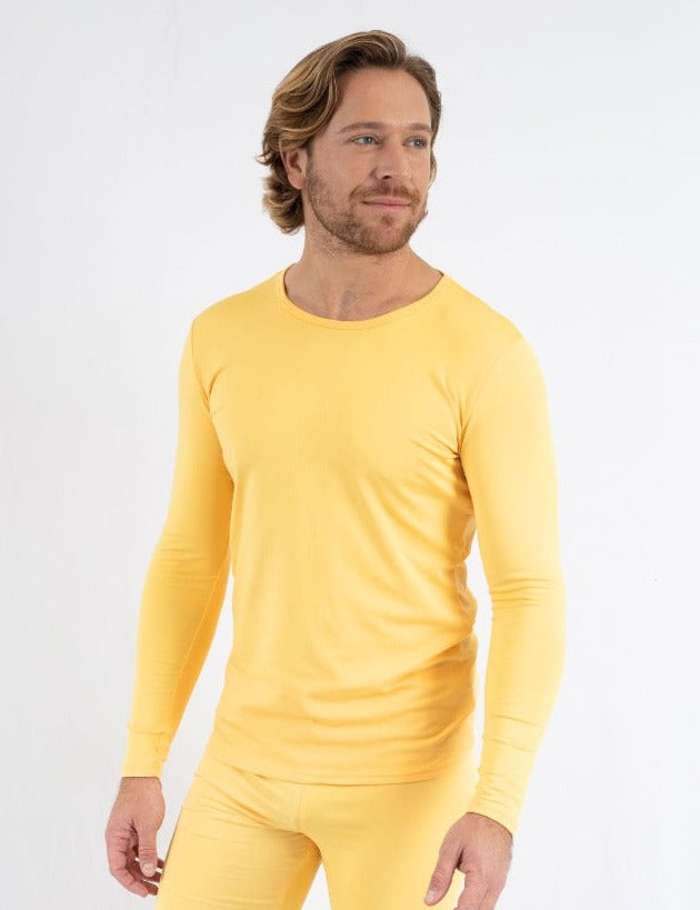 Yellow Naked Man Men's Long Sleeve Pajama Set. By Artistshot