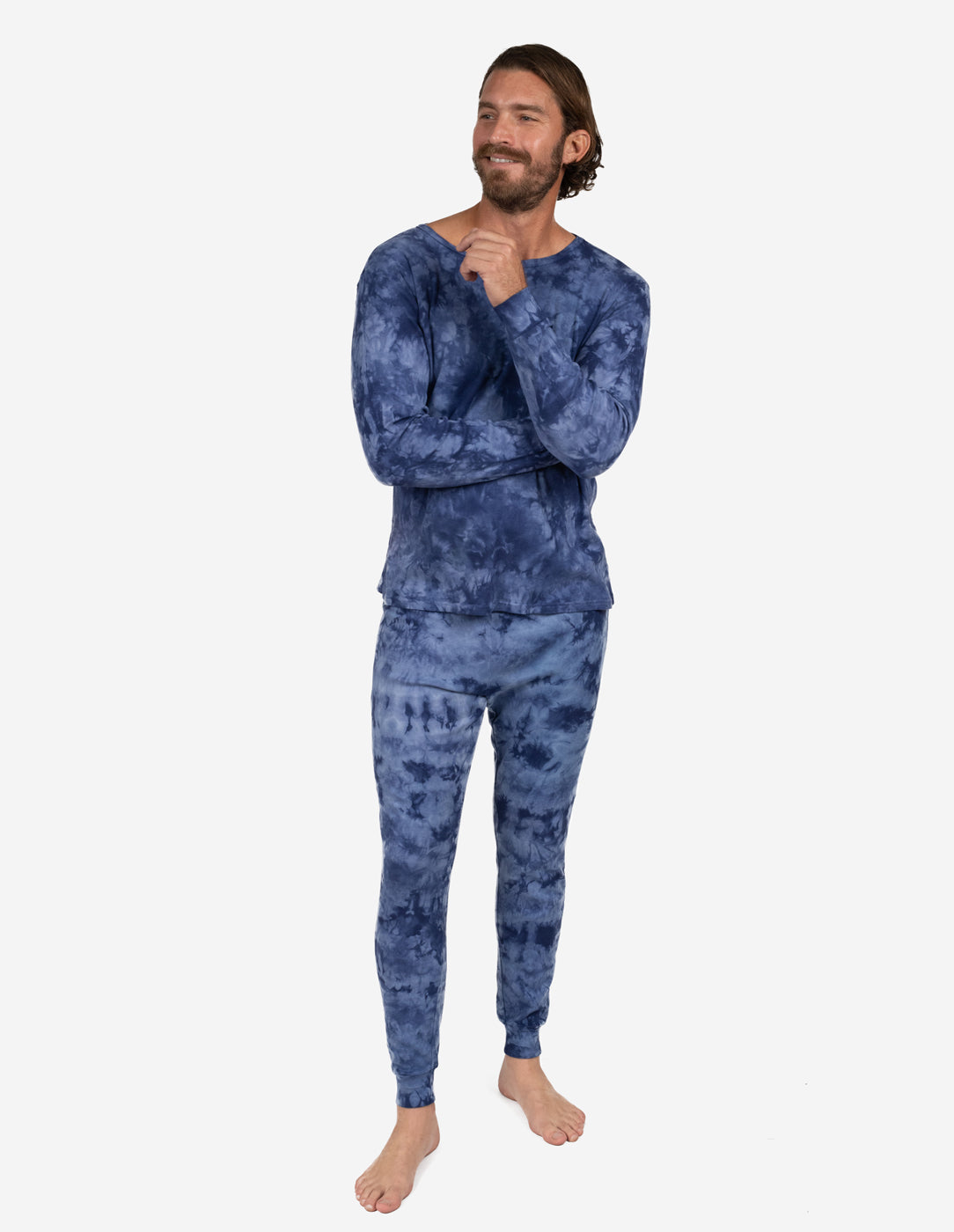 Mens Navy Mix Tie Dye Cotton Pajamas – Leveret Clothing