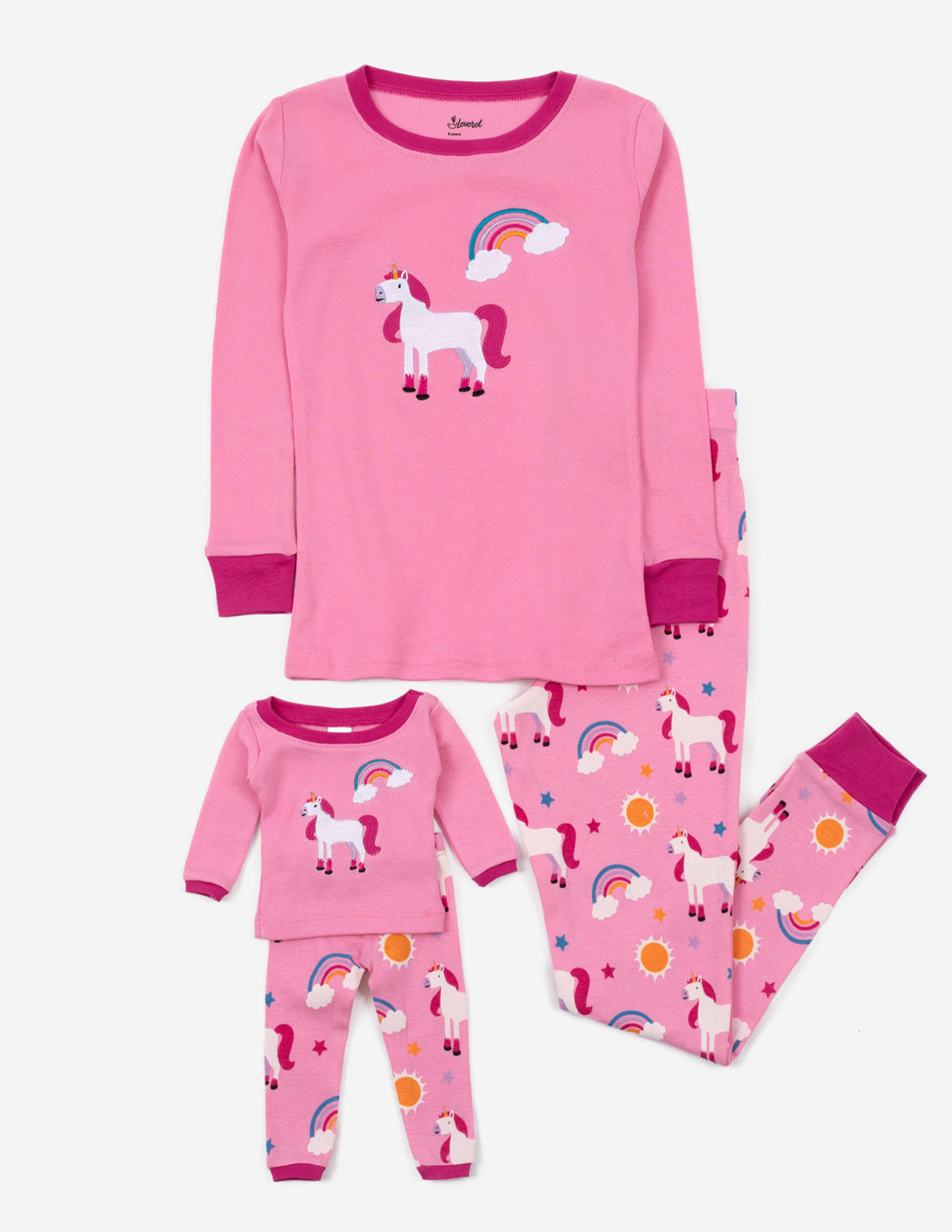 Kids Girls Unicorn Printed Sleepwear Set Tops+pants Pajamas Set