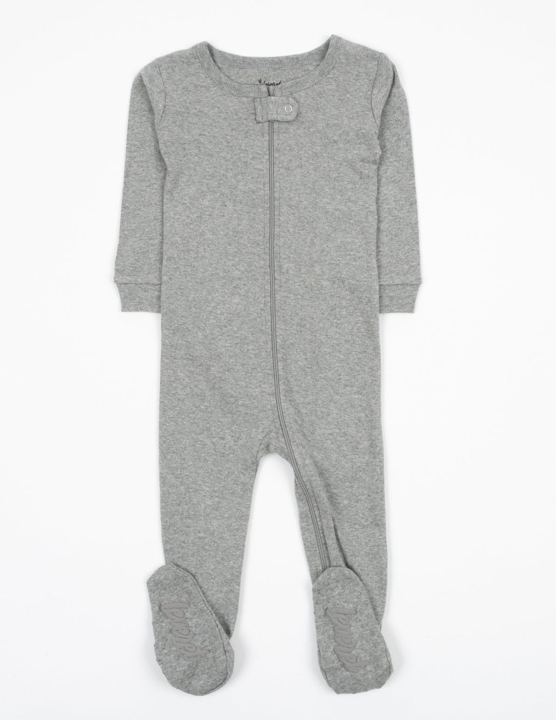 Solid Color Light Grey Footed Pajamas Leveret Clothing