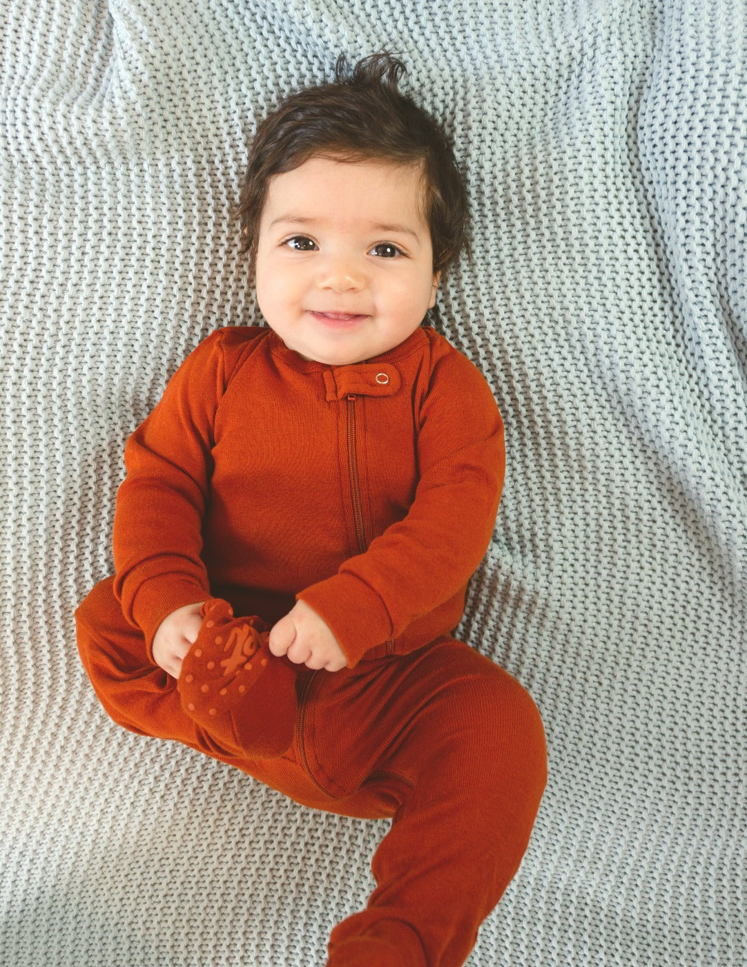 Solid Color Rust Orange Footed Pajamas Leveret Clothing