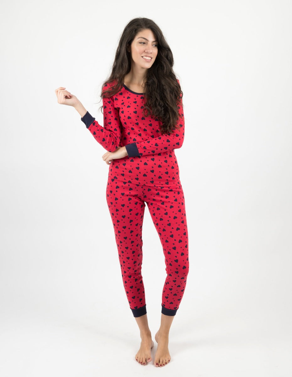 Leveret Women's Clearance Dark Navy Hearts Pajamas – Leveret Clothing