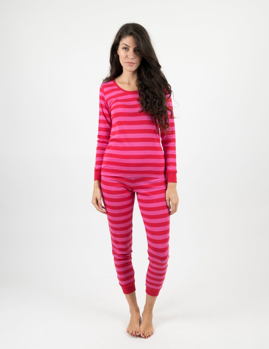 Leveret Women's Green & White Stripes Pajamas – Leveret Clothing
