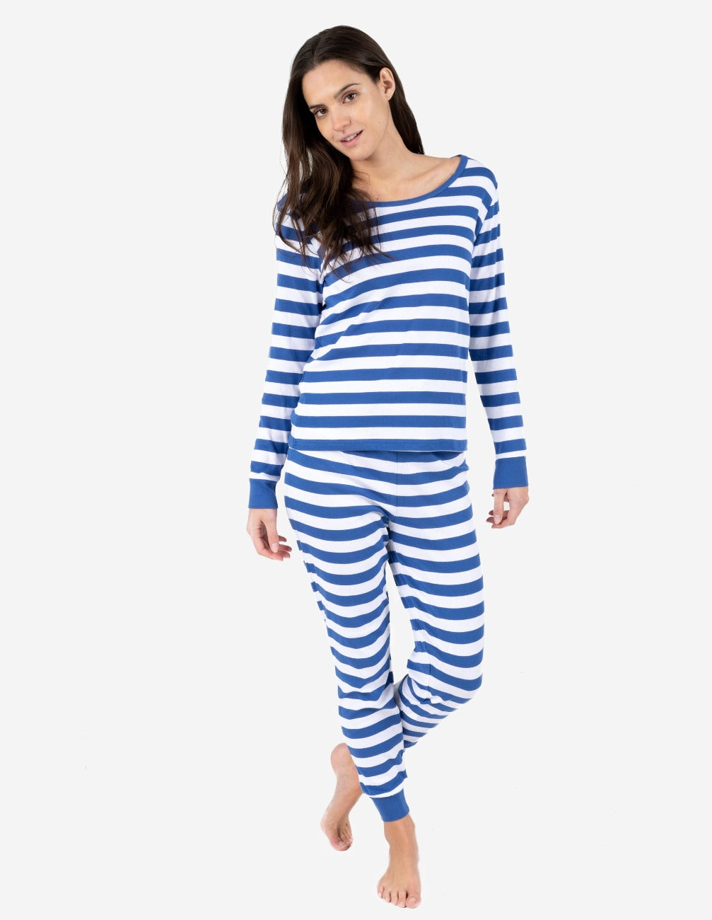 Ladies Irish Flannel Pyjamas - Blue Stripe